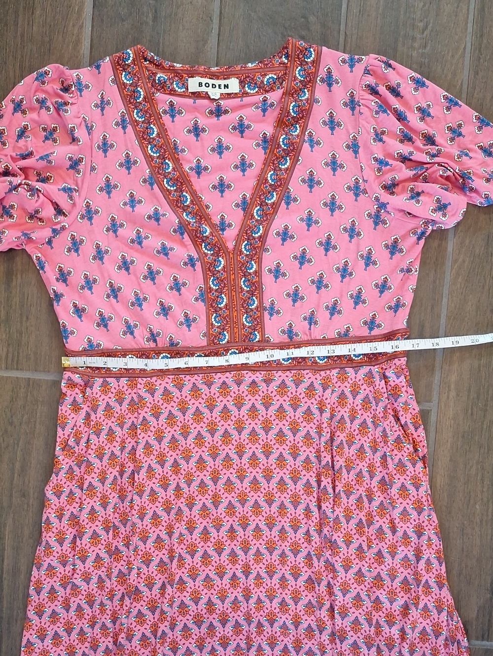 Boden Ellie Flutter Maxi Tea Dress Multi Print Coastal Boho V-neck Size 12P - Picture 11 of 13